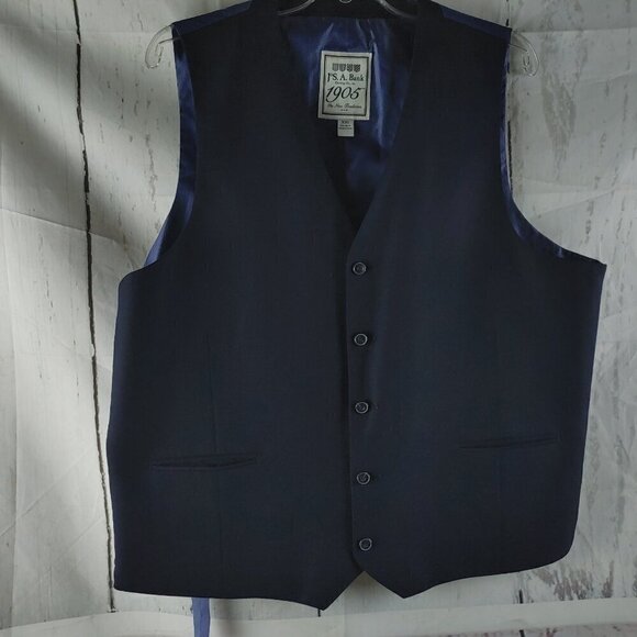 Jos A Bank 1905 The New Tradition Slim Fit 46R Wool Blue 2pc Suit Jacket & Vest - Picture 11 of 15